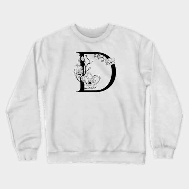 Letter D Monogram - Floral Initial Crewneck Sweatshirt by ZenNature